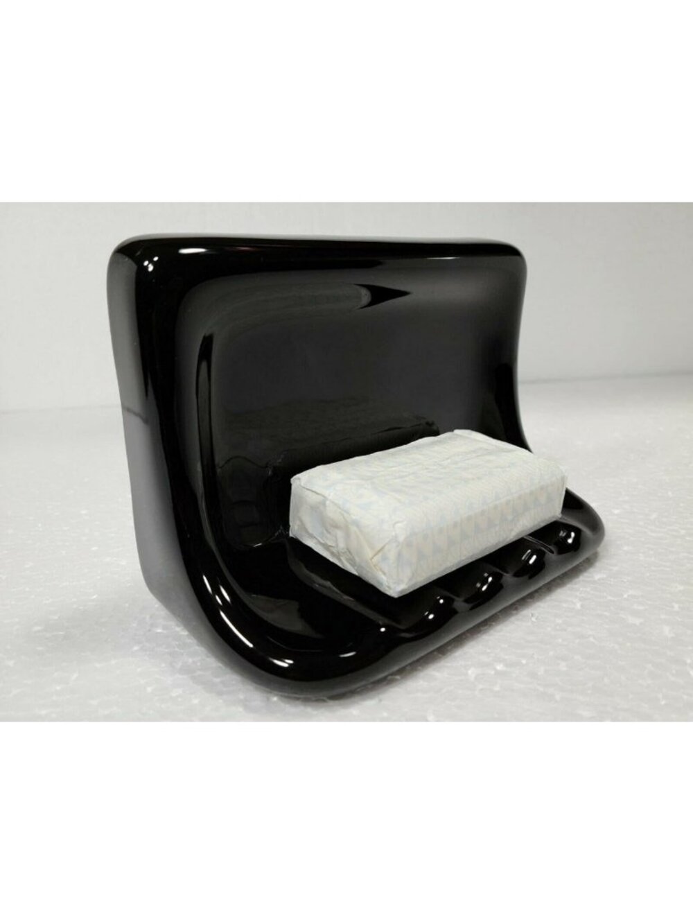 Vintage Mid Century Modern Black Ceramic Shower Soap Dish Tray - Retro Bathroom